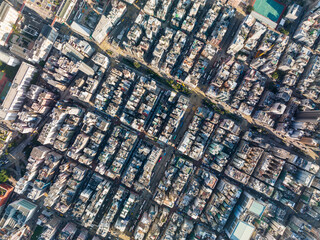 Top down view in Hong Kong city