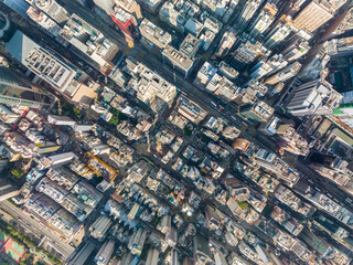 Top down view of Hong Kong city