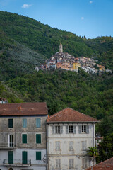 Fototapeta na wymiar Panoramic view of the hills surrounding Buggio, little village of Imperia Province (Liguria, Northern Italy), near the French-Italy borders.