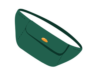 Green leather banana bag isolated on white background