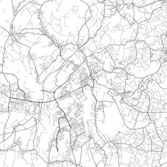 Area map of Ostrava Czech Republic with white background and black roads