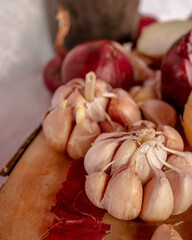 sliced onion, garlic, red onion, vegetable organic, food organic, onion red fresh