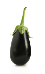 Single whole eggplant isolated on white background