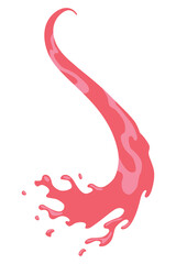 Squirt splashe. Colourful flowing spattering. Splattered pure juice or liquid. Drops with abstract forms of wave. Cartoon illustration with color water splash