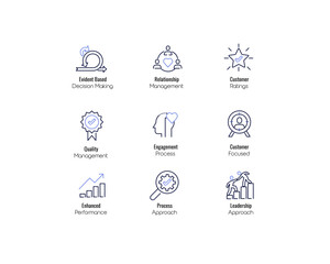 Business Management line Icons Set. Project management vector line icons with editable stroke.