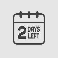 Countdown daily page calendar icon - 2 days left