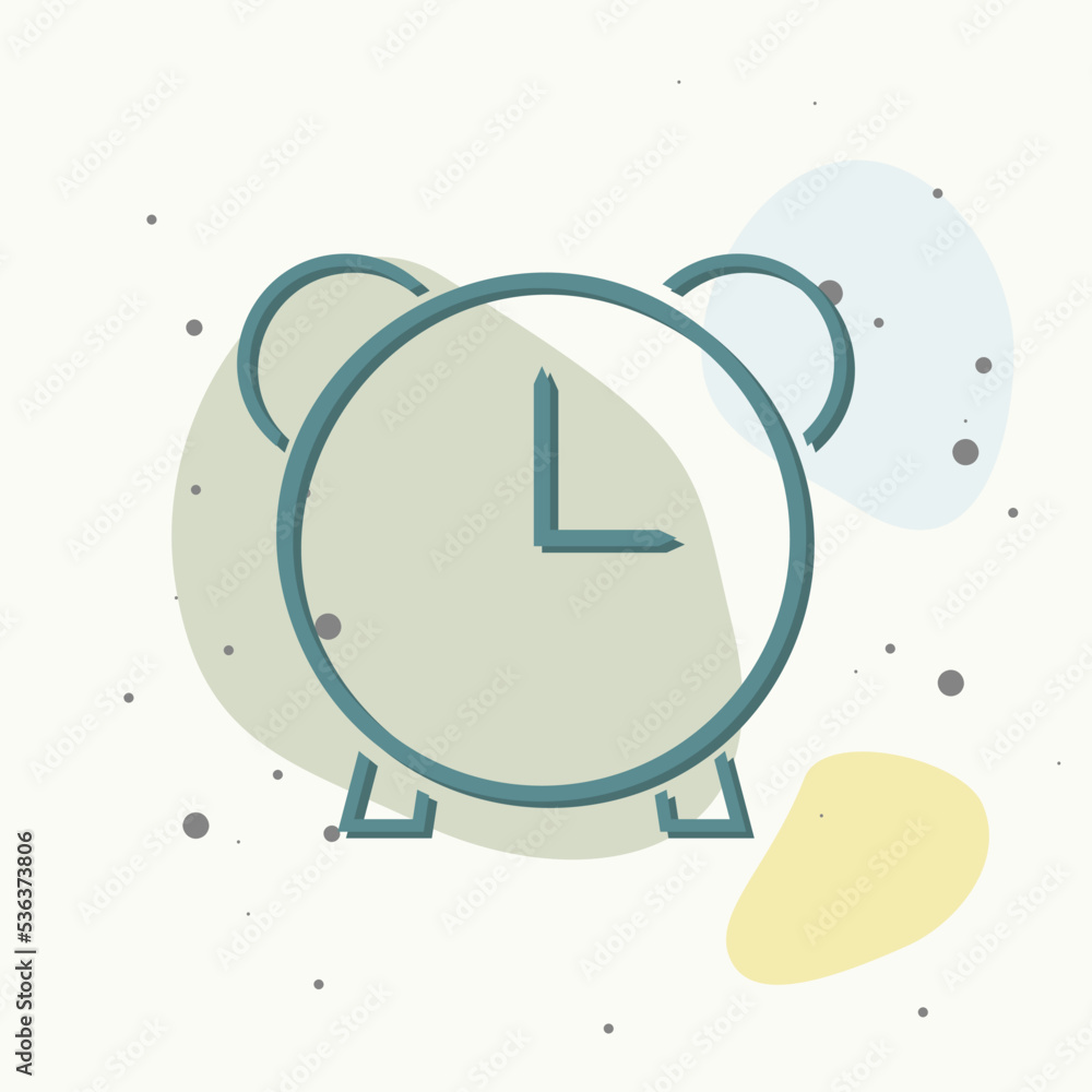 Aufkleber vector icon ringing alarm clock on multicolored background.