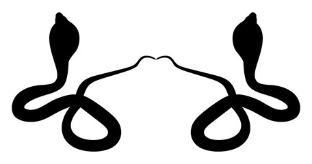 Silhouette Pair of of the Cobra Snake for Logo, Pictogram, Website or Graphic Design Element. Format PNG