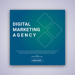 Digital Marketing Agency Social Media Post Template Design.  Social media marketing agency.  Banner of vector soft green background.