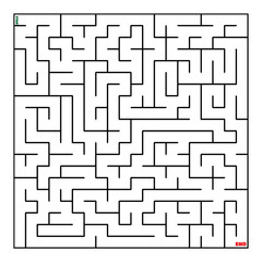 The maze coloring page finds the right way to the solution. square maze black line on white background