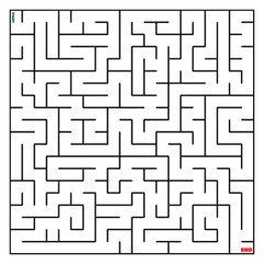 The maze coloring page finds the right way to the solution. square maze black line on white background
