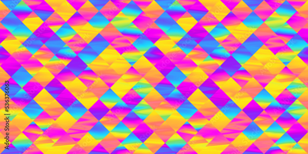 Aufkleber seamless psychedelic rainbow diamond mosaic pattern background texture. trippy abstract geometric gr