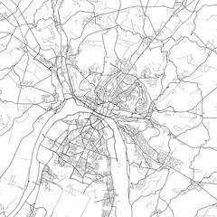 Area map of Rouen France with white background and black roads