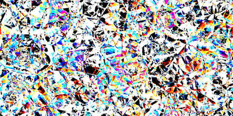 Seamless abstract shattered vaporwave prism refraction background texture. Destroyed distorted holographic rainbow chromatic acid effect. Neon rave aesthetic web punk or cyberpunk textile pattern..