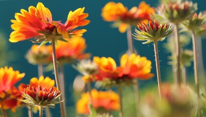 Orange flowers (garden chamomile) background image.