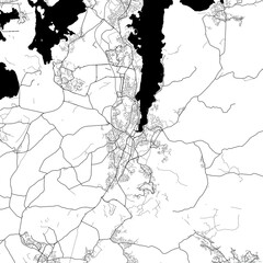 Area map of Sandnes Norway with white background and black roads