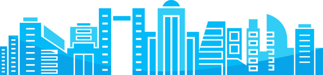 blue city skyscraper illustration