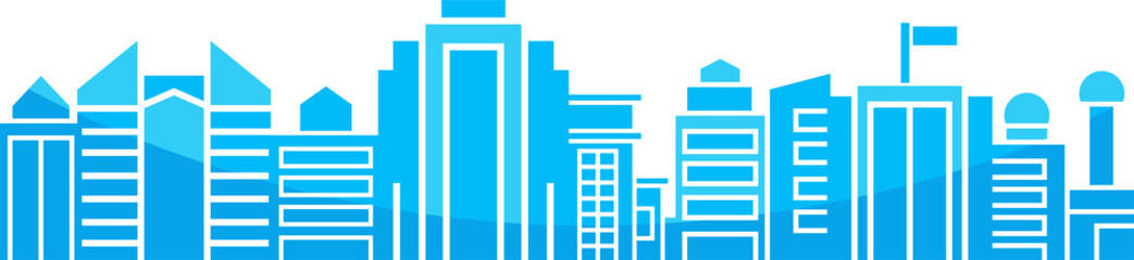 blue city skyscraper silhouette illustration