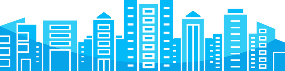 blue city skyscraper silhouette illustration