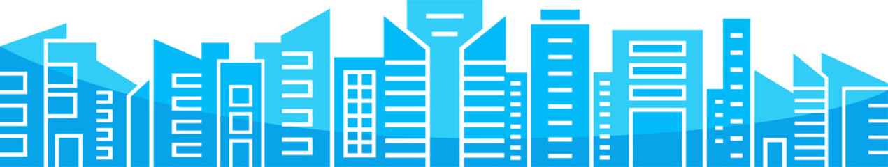 blue city skyscraper silhouette illustration