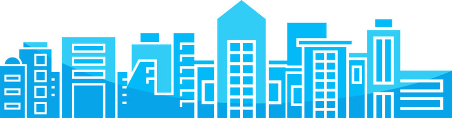 blue city skyscraper silhouette illustration