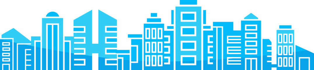 blue city skyscraper silhouette illustration