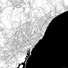 Naklejka premium Area map of Sant Marti Spain with white background and black roads