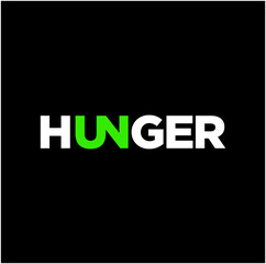 Hunger typography icon. Hunger lettering.