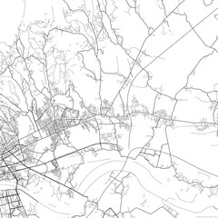 Area map of Sesvete Croatia with white background and black roads