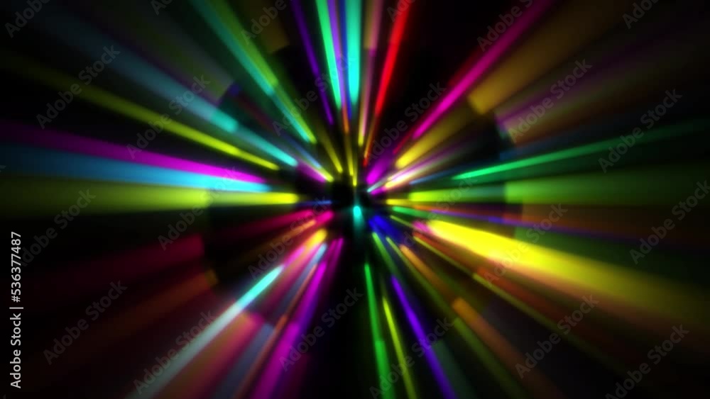 Wall mural rotating colorful light beam in disco space