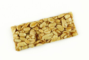 Peanut energy bar isolated on white background