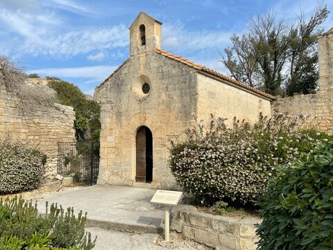 Saint Blaise Chapel in autumn, Les Baux-de-Provence, Bouches-du-Rhone, Provence-Alpes-Cote d'Azur, France