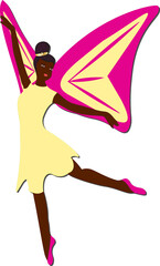 Obraz na płótnie Canvas Black Ballerina with wings dancing 