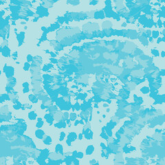 Fototapeta na wymiar Vector Tie Dye Seamless. Ocean Abstract Texture. Space Dye Print. Seamless Hand Painted Artistic Design. Batik Zig Zag. Aqua Wet Art Print. Watercolor Design. 