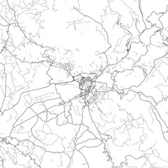 Area map of Terni Italy with white background and black roads