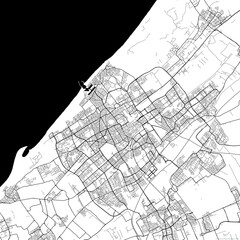Area map of The Hague Netherlands with white background and black roads
