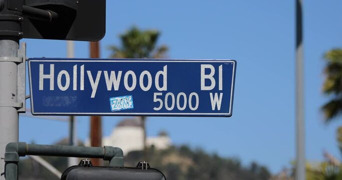 Hollywood Blvd Sign With Griffith Park Observatory