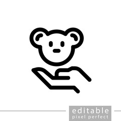 hand with toy, bear, editable, pixel perfect icon