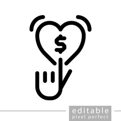 hand and heart button, editable, pixel perfect icon