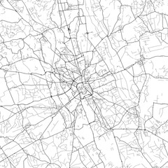 Obraz premium Area map of Udine Italy with white background and black roads