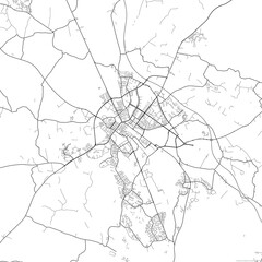 Fototapeta premium Area map of Uppsala Sweden with white background and black roads