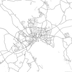 Area map of Vaesteras Sweden with white background and black roads