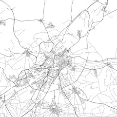 Obraz premium Area map of Valladolid Spain with white background and black roads