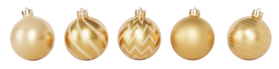 Satz goldener Kugeln für Weihnachts- oder Neujahrsferiendesign, 3D-Render © Frostroomhead