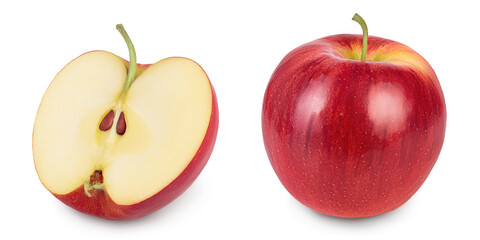 Red apple half isolated on white background with full depth of field