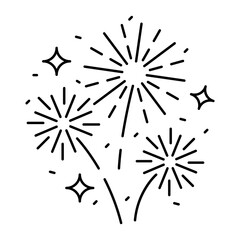 Fireworks line icon, outline vector sign, linear pictogram isolated on white. logo illustration. New year, christmas and celebration carnival. Happy new year