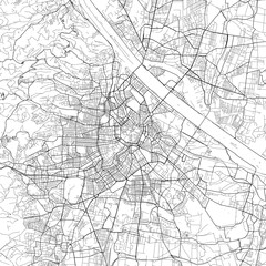 Fototapeta na wymiar Area map of Vienna Austria with white background and black roads