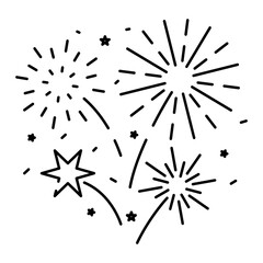 Obraz premium Fireworks line icon, outline vector sign, linear pictogram isolated on white. logo illustration. New year, christmas and celebration carnival. Happy new year