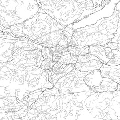 Fototapeta premium Area map of Villach Austria with white background and black roads