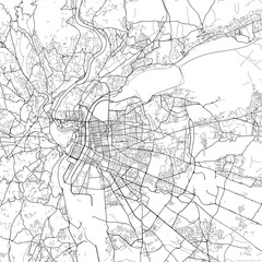 Fototapeta na wymiar Area map of Villeurbanne France with white background and black roads